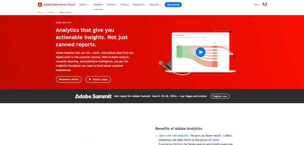 Adobe Analytics homepage