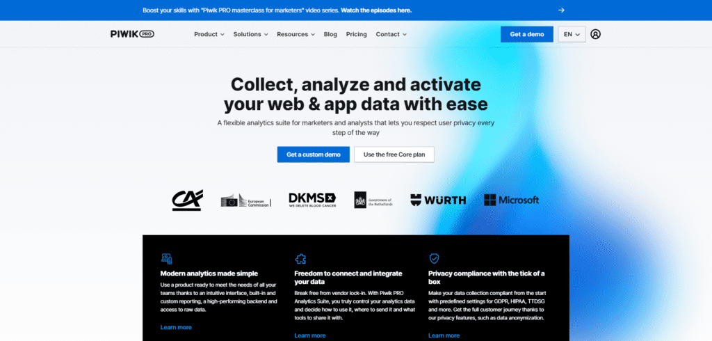 Piwik pro homepage