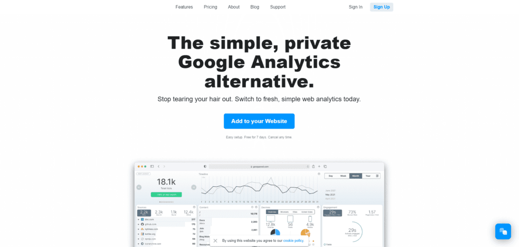 GoSquared Google Analytics Alternative homepage