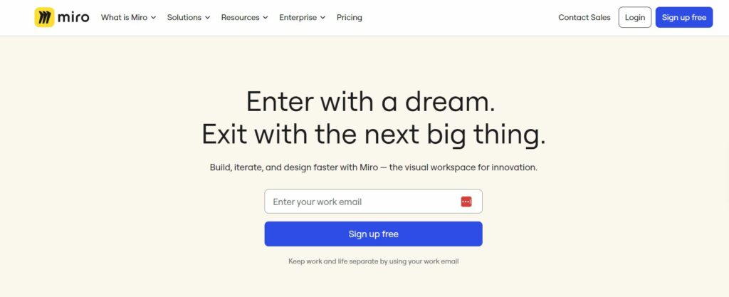 Miro customer journey mapping homepage